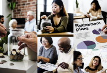 Diverse group of people of different ages and backgrounds saving money for retirement