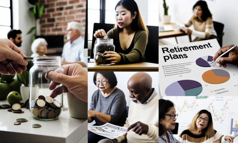 Diverse group of people of different ages and backgrounds saving money for retirement
