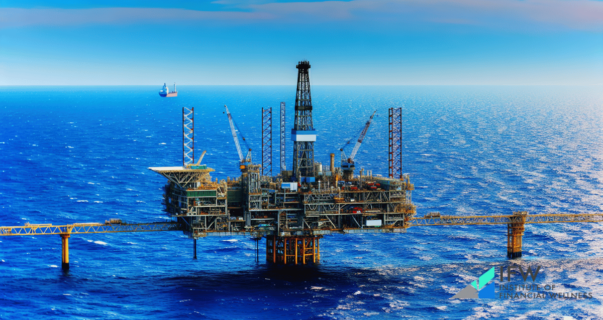 Oil rig drilling in the ocean