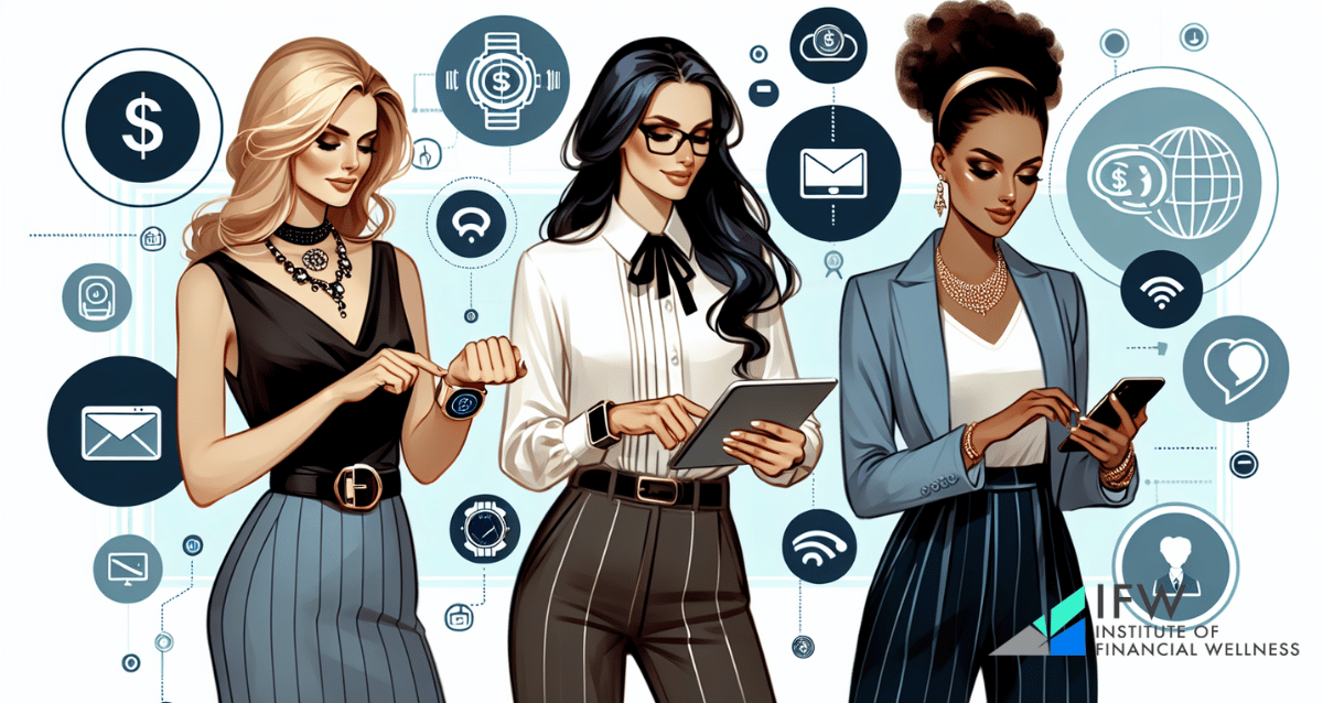 Illustration of women engaging in digital financial transactions