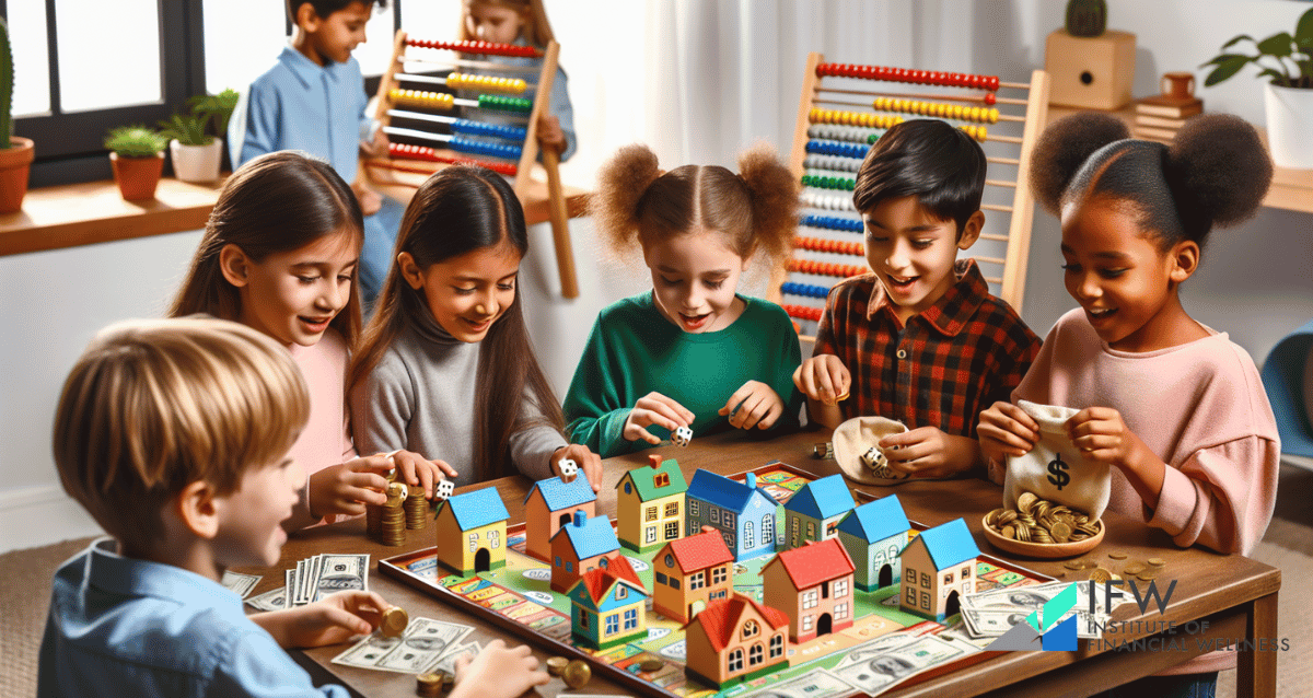 Children engaging in hands-on financial learning activities