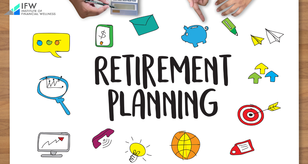 Illustration of a teacher exploring retirement planning resources online