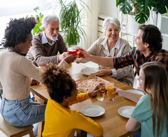 Family celebrating success